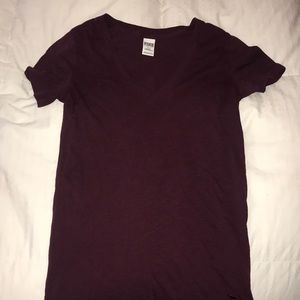PINK burgundy v neck tee.